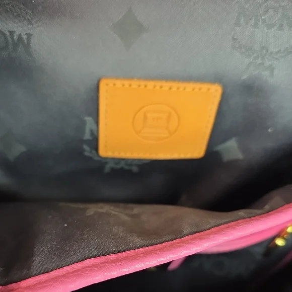 MCM Stark Visetos Pink Studded Backpack